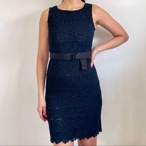 Talbots Black Floral Crochet Shift Dress with Ribbon 2